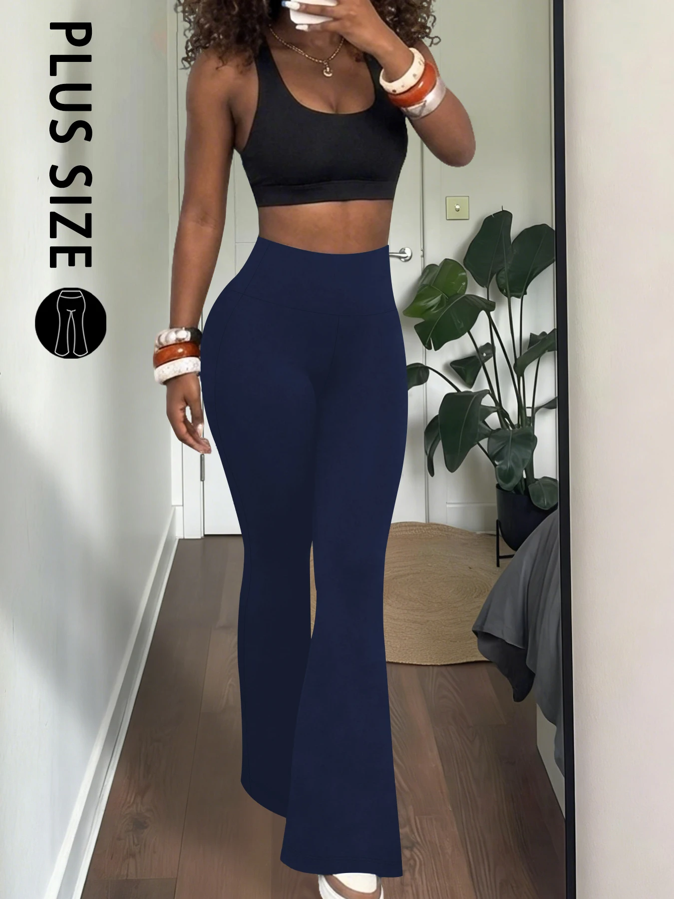 Pantalones de Campana Extra Suaves para Mujer Talla Grande, Cintura Alta, Control de Abdomen, para Ejercicio, Yoga, Gimnasio, Fitness, Leggings Largos