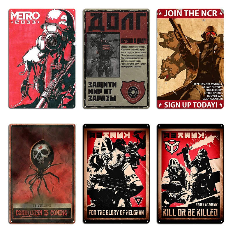 Metro 2033 Stalker DUTY propaganda letrero de Metal Club placa de pared decoración de pared de cocina impresión cartel de estaño