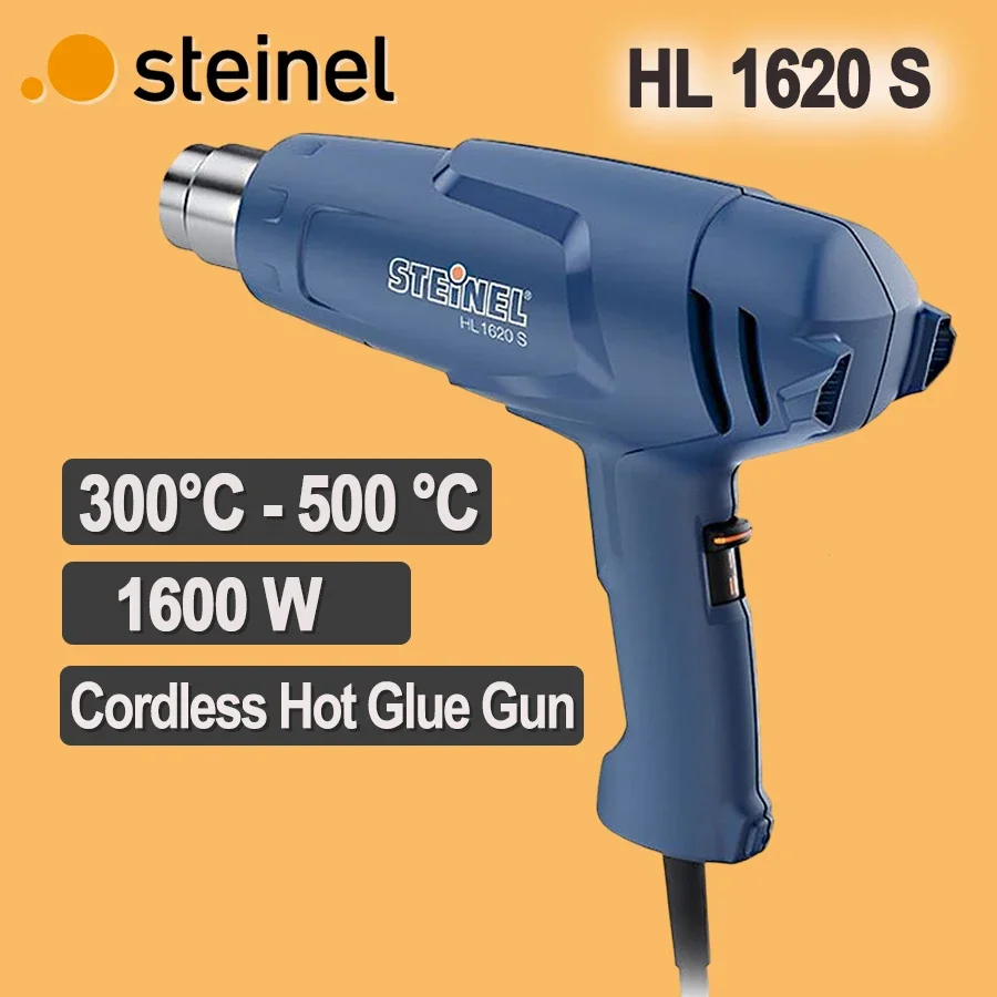 STEINEL 1600 W Electronic Heat Gun (300 - 500 °C) Temperature Adjustable Construction Hot Air Gun, 240-450L/min, NO. HL 1620 S