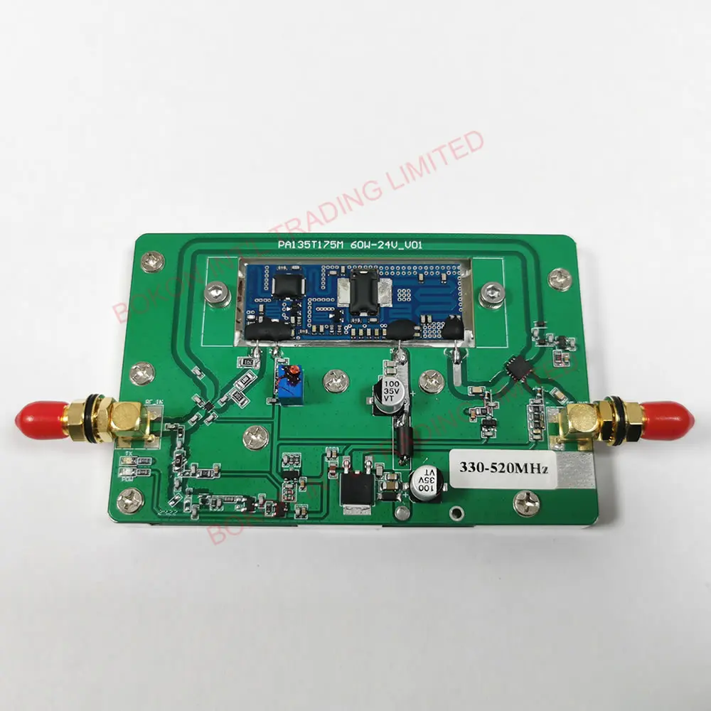 Amplificación de potencia de RADIO móvil, conector SMA de comunicación, 60 W, 330MHz a 520MHz, 24 V, 60 vatios, 24 voltios, 330-520mhz