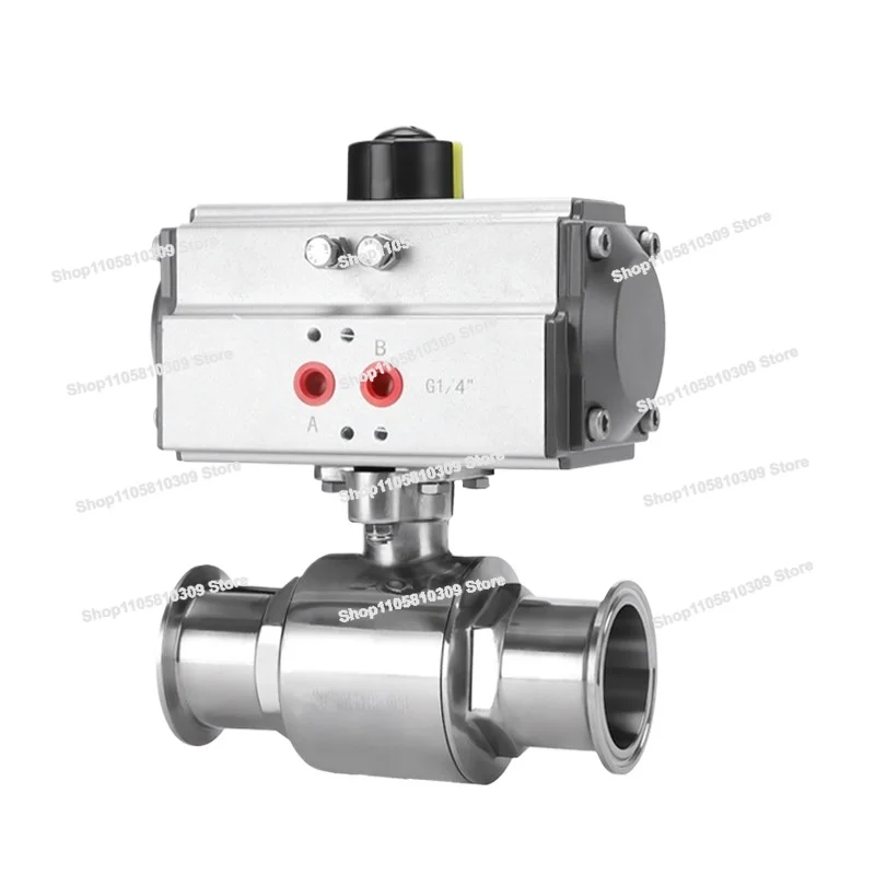 Sanitary Pneumatic Ball Valve, Through Ball Valve, Pneumatic Quick-loading , Clamp Type, Stainless Steel