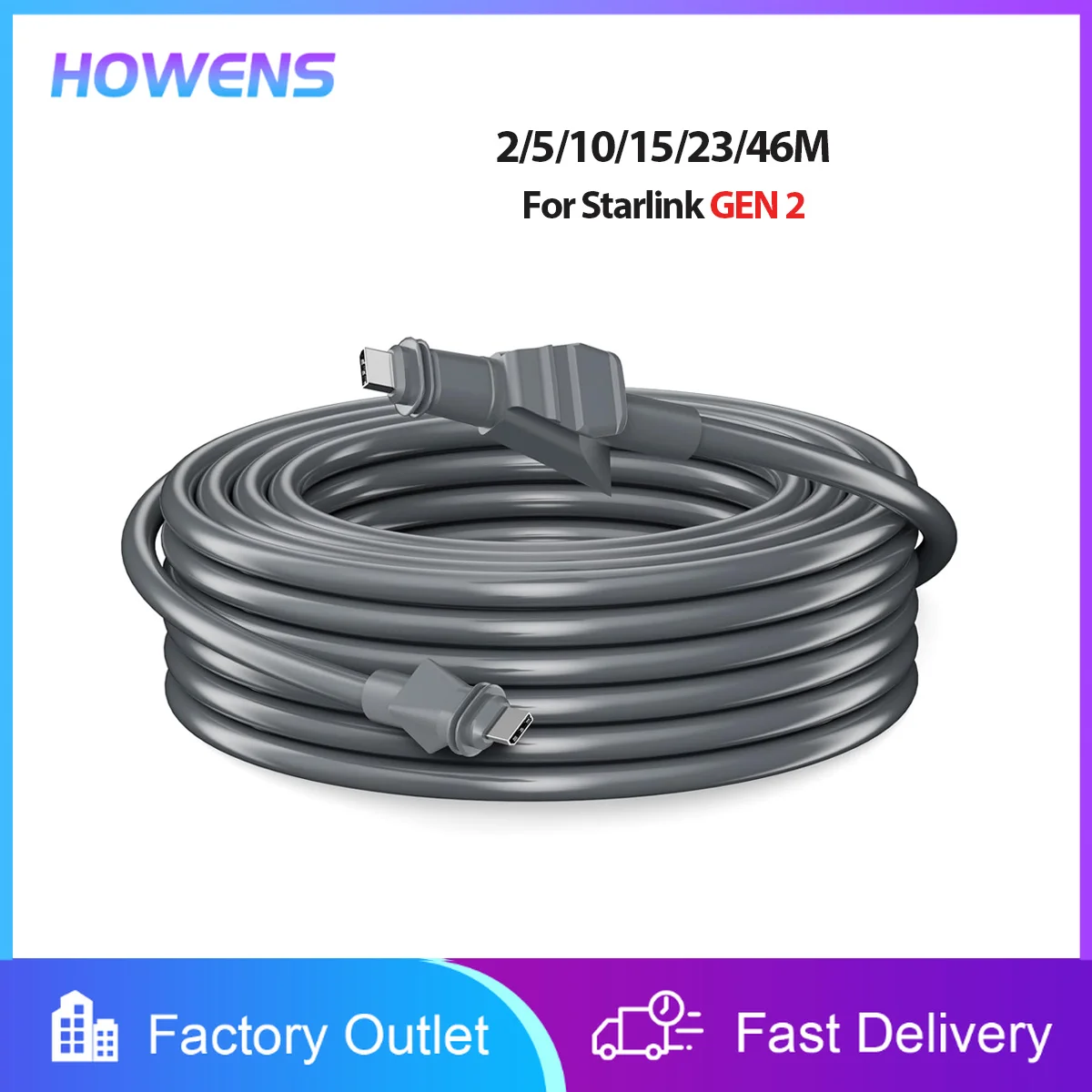10M 46M For Starlink Gen2 Router High-Speed Ethernet Cable For Starlink Satellite V2 Cable Replacement Extension Cord Waterproof