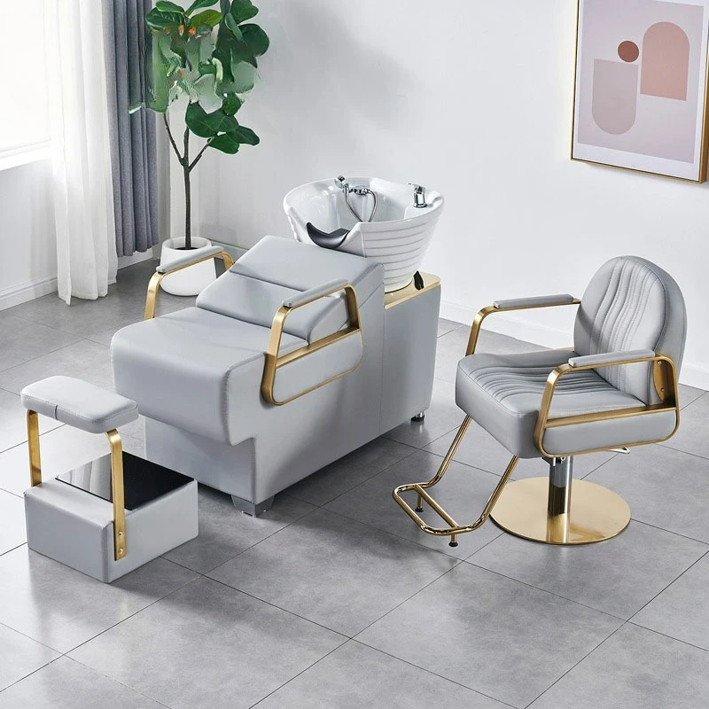 Barber Shop Flush Bed Hair Salon Special High-end Hair Salon Half Lying Hair Shampoo Bed Ceramic Basin