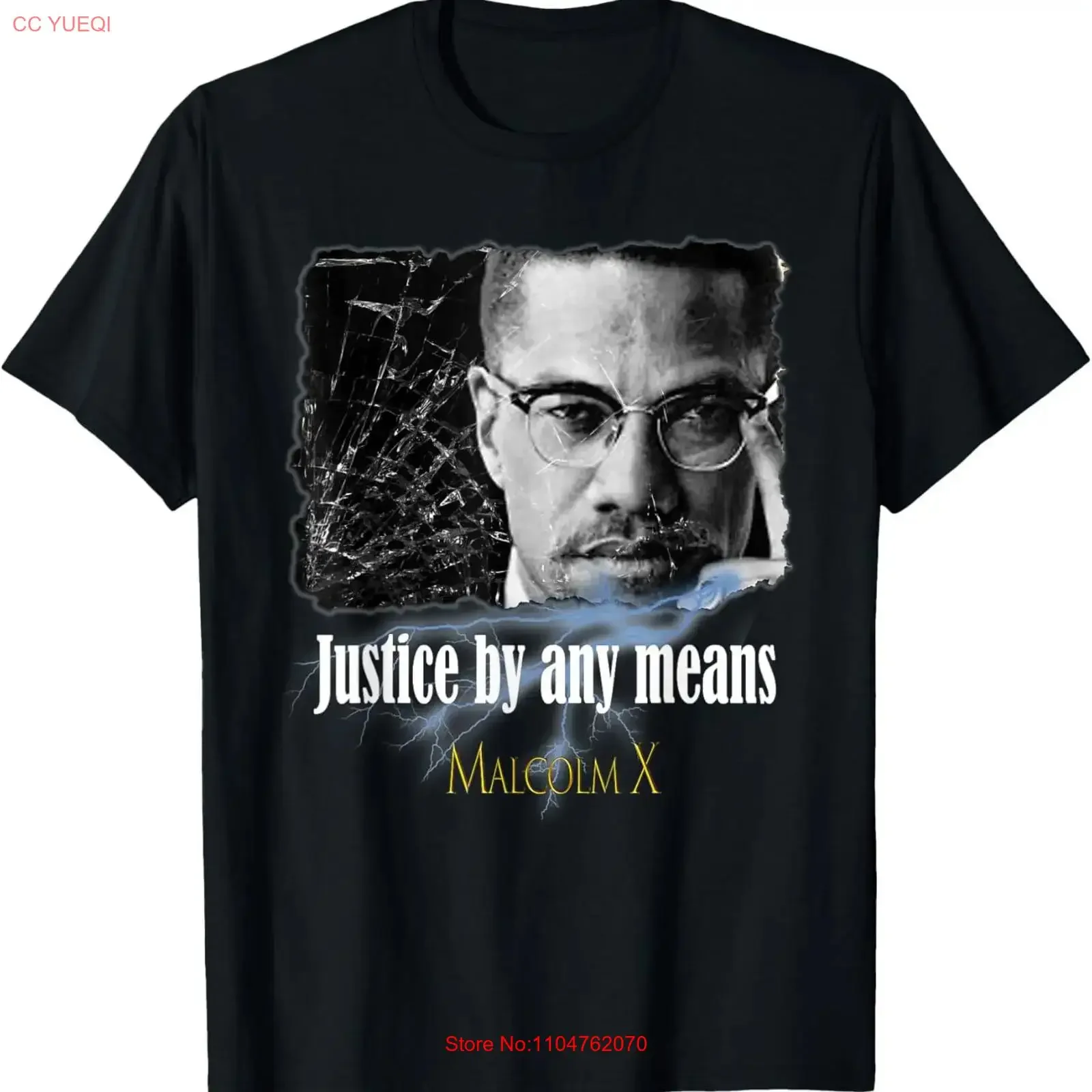 Malcolm X_004 T Shirt  vintage Washed streetwear Stylish homme Top For Everyday Wear designer clothes Unisex Comfortable Soft