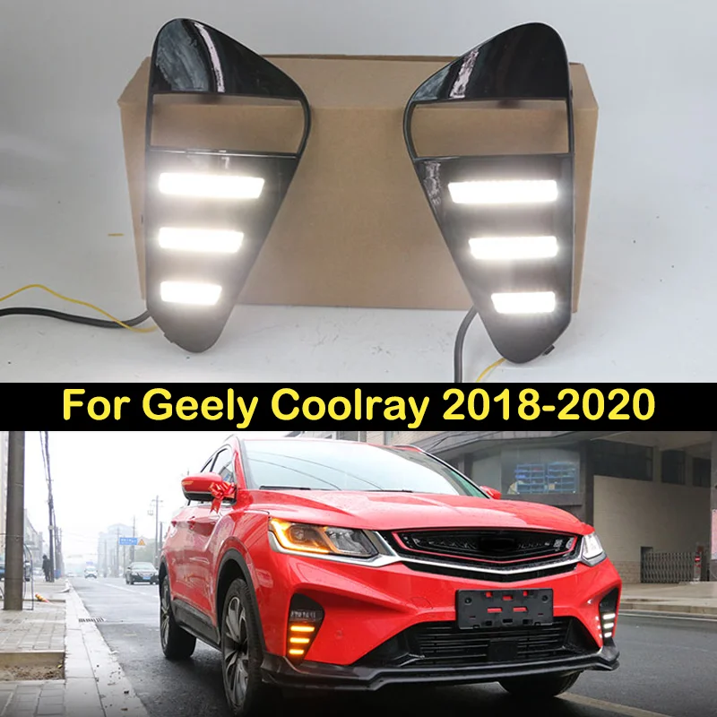 

DECHO для Geely Coolray 2018-2020 светодиодные противотуманные фары DRL передний бампер противотуманные фары дневные ходовые огни