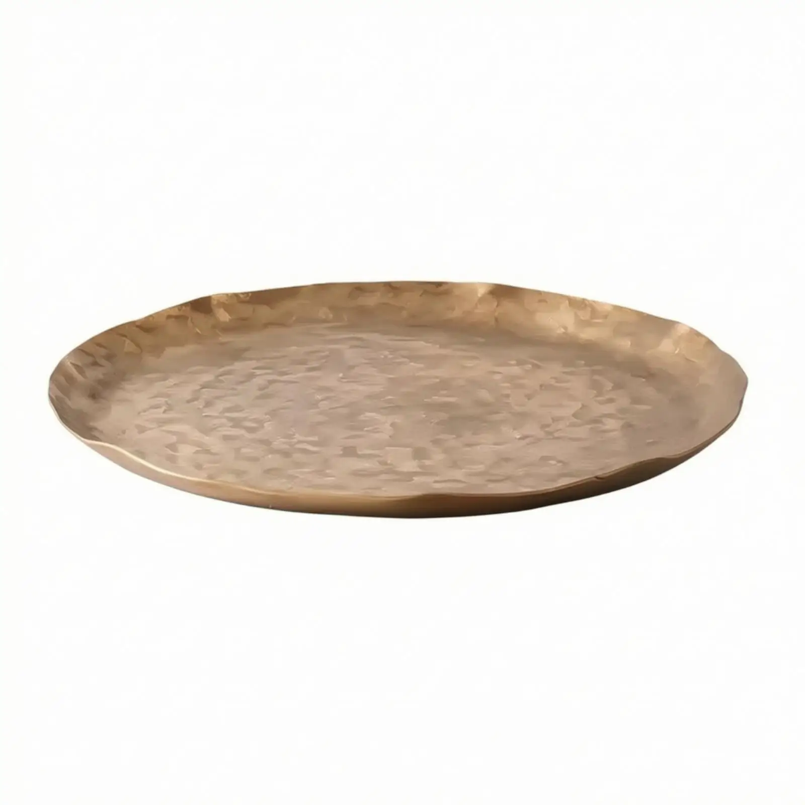 Modern Decorative Serving Tray Round Aluminum Platter for Coffee Table Centerpiece Home Accent