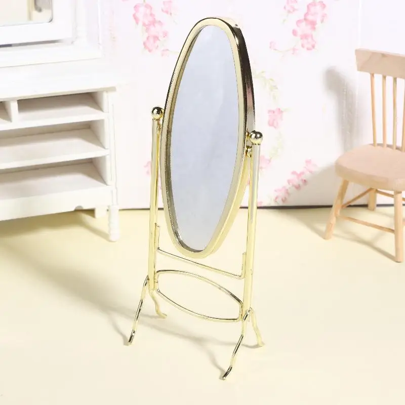 1/12 Dollhouse Simulation Dressing Mirror Vertical Mirror Model Dollhouse Miniature Furniture Decoration Dolls House Accessories