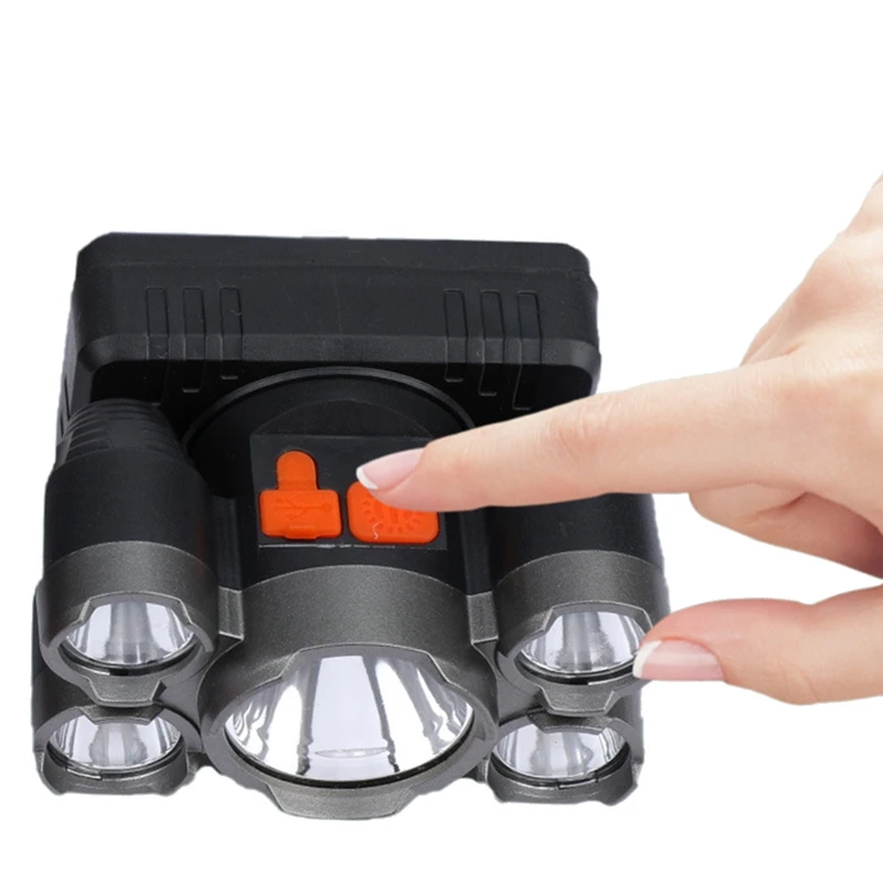 Strong LED Penta-Core Headlight Waterproof Strong Light Long Shot USB Rechargeable Headlight