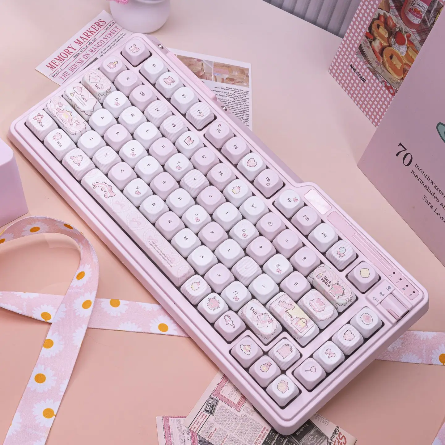 

Toffee Sweetheart Pink Keycap PBT High Value Five-Sided Sublimation MOA Adapted Mechanical Keyboard 60-108