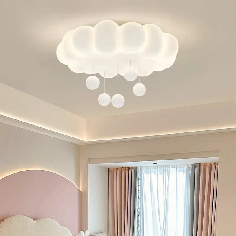Cream Cloud PE Ceiling Chandelier Pumpkin Ceiling Lamp Bedroom  Lighting Home Improvement Room Lights Suspension Luminaire