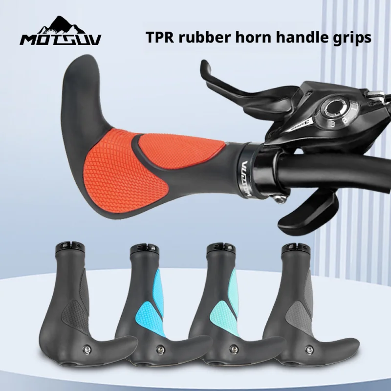

Aluminum Alloy Bike Bar Ends Grips, TPR Anti-Slip Lock-On Handlebar Grips for Mountain Bicycle, Universal Fit