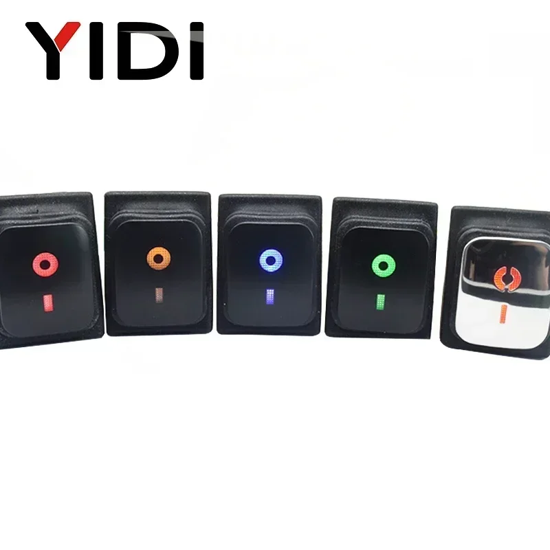 واجب ثقيل مقاوم للماء الروك التبديل ، مضيئة الإغلاق ، على ، قبالة ، الأحمر ، الأخضر ، الأزرق ، الضوء الأصفر ، KCD4-201 ، 12 فولت ، 220 فولت ، 16A ، 250VAC