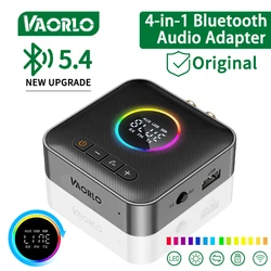 M10 4 In 1 Bluetooth 5.4 Audio-Ontvanger Zender Met Rgb Lichten Mic Led Display Hifi Stereo Usb Fm Aux Rca Draadloze Adapter