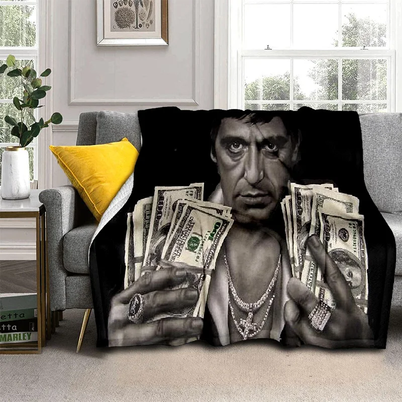 3D Printing Movie Scarface Tony HD Blanket,Soft Throw Blanket for Home Bedroom Bed Sofa Picnic Travel Office Cover Blanket Kids