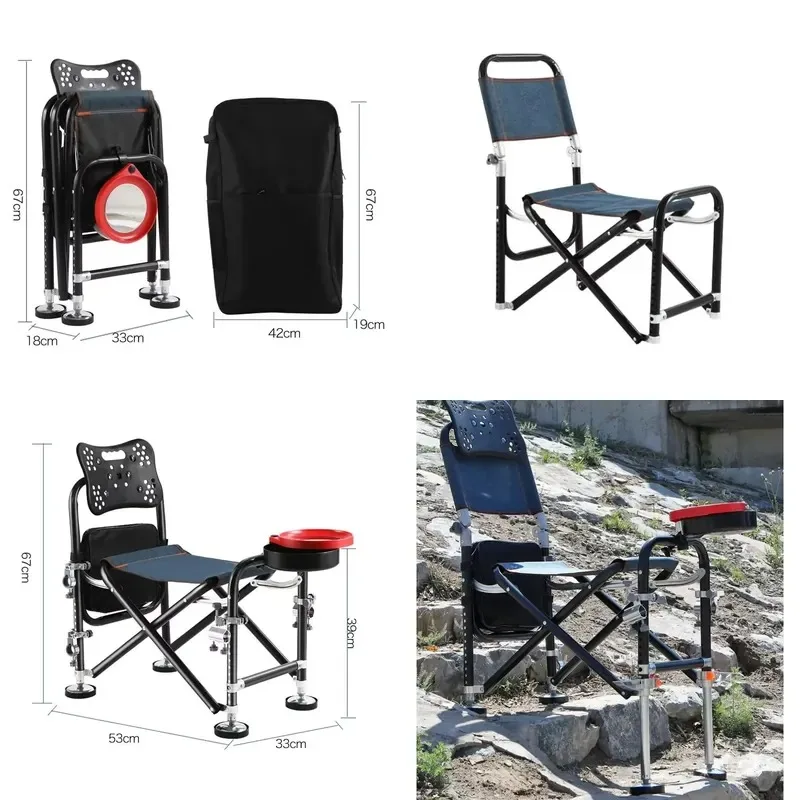 New Foldable Adjustable Fishing Chair Outdoor Camping Reclining Convenient Seat Portable Lightweight Durable Comfortable