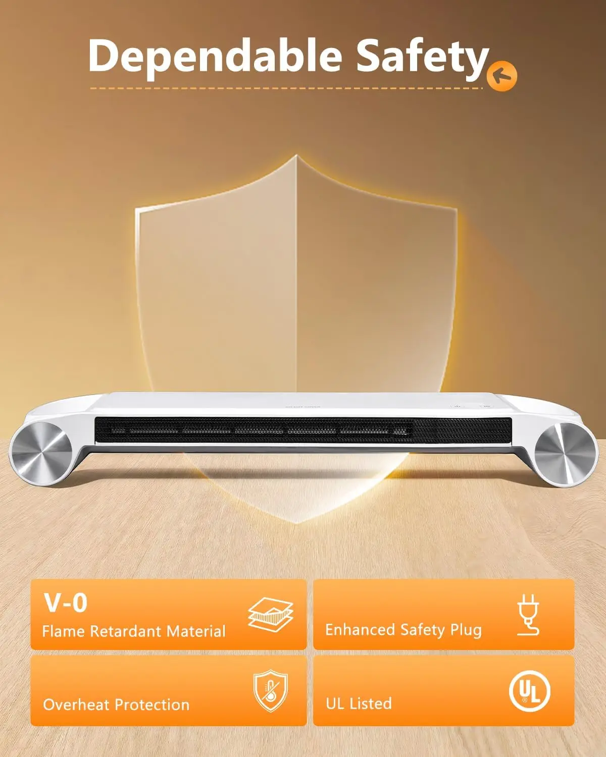 Schreibtischheizung 330 W, 2-in-1 mit USB-Aufladung und Aufbewahrung, Weiß