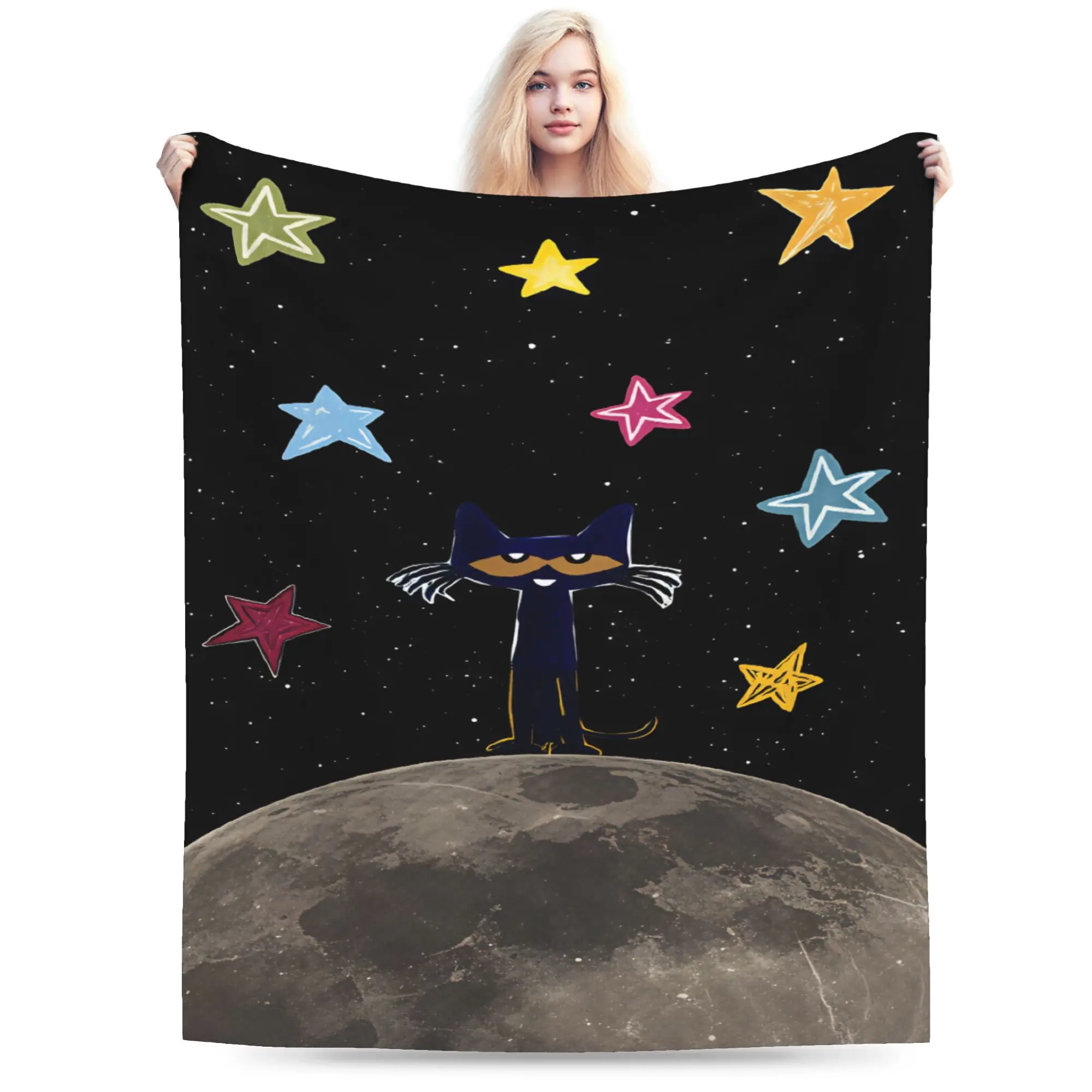 Pete The Cat Stars Comic Soft Comfy Blanket For Living Room  Trend Throw Blanket Winter Travel Flannel Bedspread