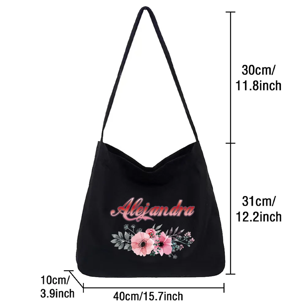 Personalized Customized Name Washable Canvas Bag Foldable Fashion Shopping Bags Work Commuting Pouch Durable Storage Pack