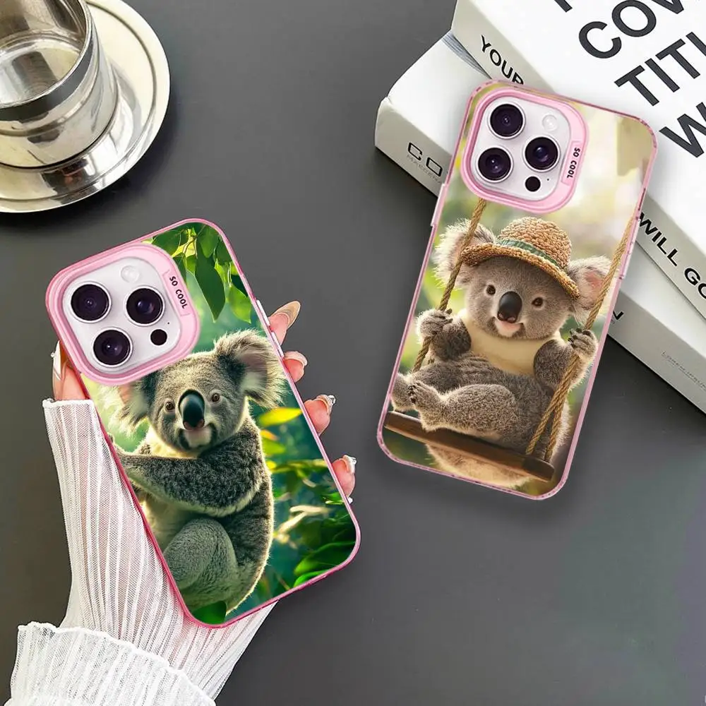 

Cute Koala Phone Case For iPhone 16,15,14,13,12,11,Mini,Pro,MAX Pink Matte Shockproof Cover