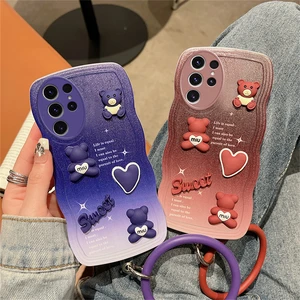 Coque coréen pour ours Lovely Bear pour Samsung Galaxy S23 Ultra S22 Plus S21 FE S20 A23 A33 A53 A13 A52 A22 A32 A32 Couvre-chaîne de bracelet 10 meilleures ventes de l’étui Samsung Mimco - No 6