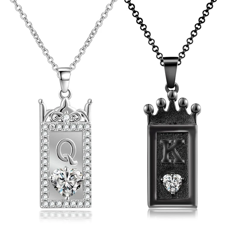 2 Pieces King & Queen Relationship Matching Necklaces Matching Necklace Set