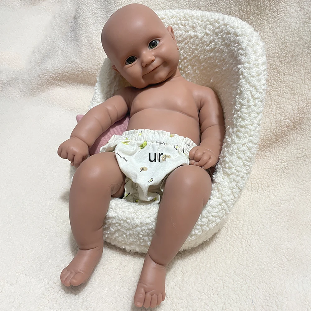 

Lifelike Handmade Full Body Silicone Unpainted Reborn Bebe Girl 20Inch Weighted African Rebirth Dolls Halloween Toys Anti-Stress