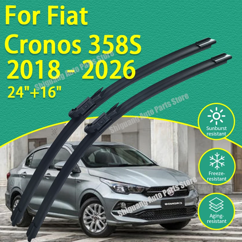 Limpiaparabrisas Delanteros con Revestimiento de Silicona para Fiat Cronos 358S 2018-2026, Accesorios para Limpiaparabrisas, 2019 2020 2021