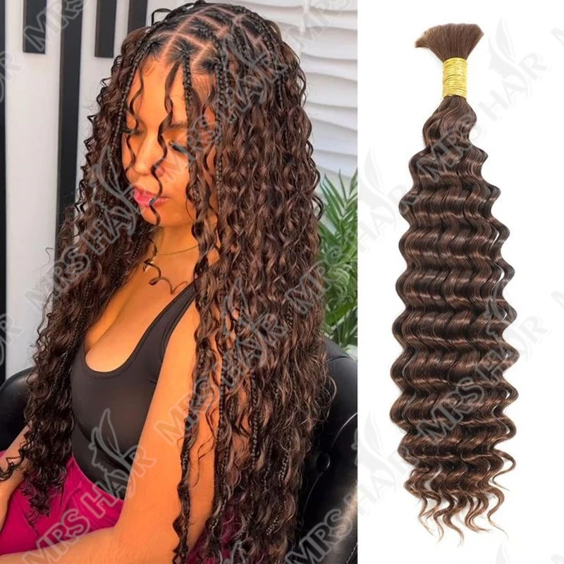 # 4 Estensioni dei capelli sfusi a onda profonda Fasci di capelli Remy Intrecciatura sfusa fai da te Capelli umani 30 pollici 50 g/pacco Capelli umani sfusi per intrecciare