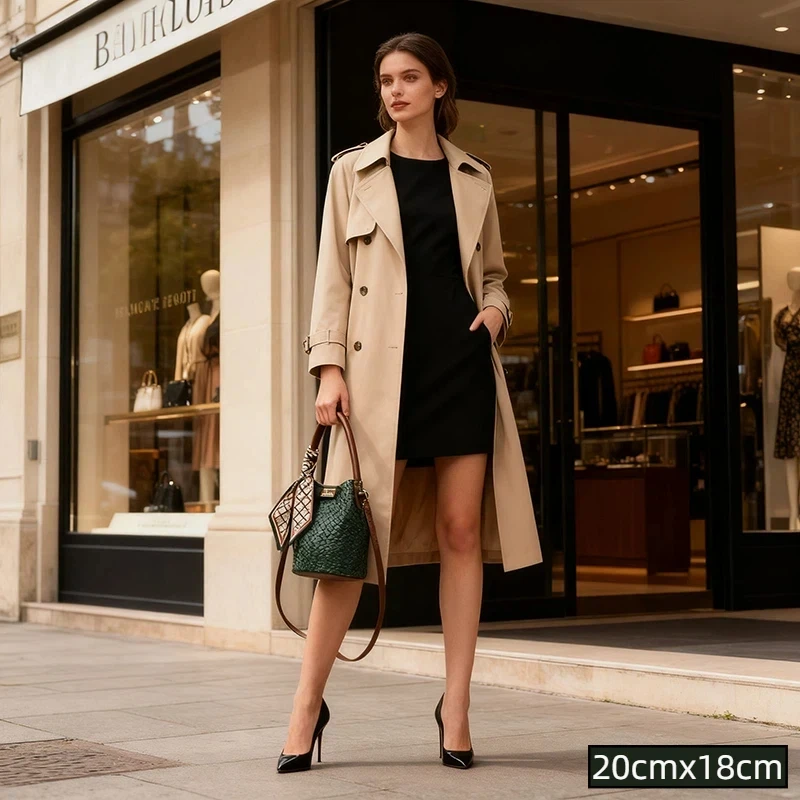 

Vintage Bucket Bag For Women, Stylish Solid Color Woven Effect Handbag Shoulder Bag And Crossbody Bag, Can Be Carried By Hand