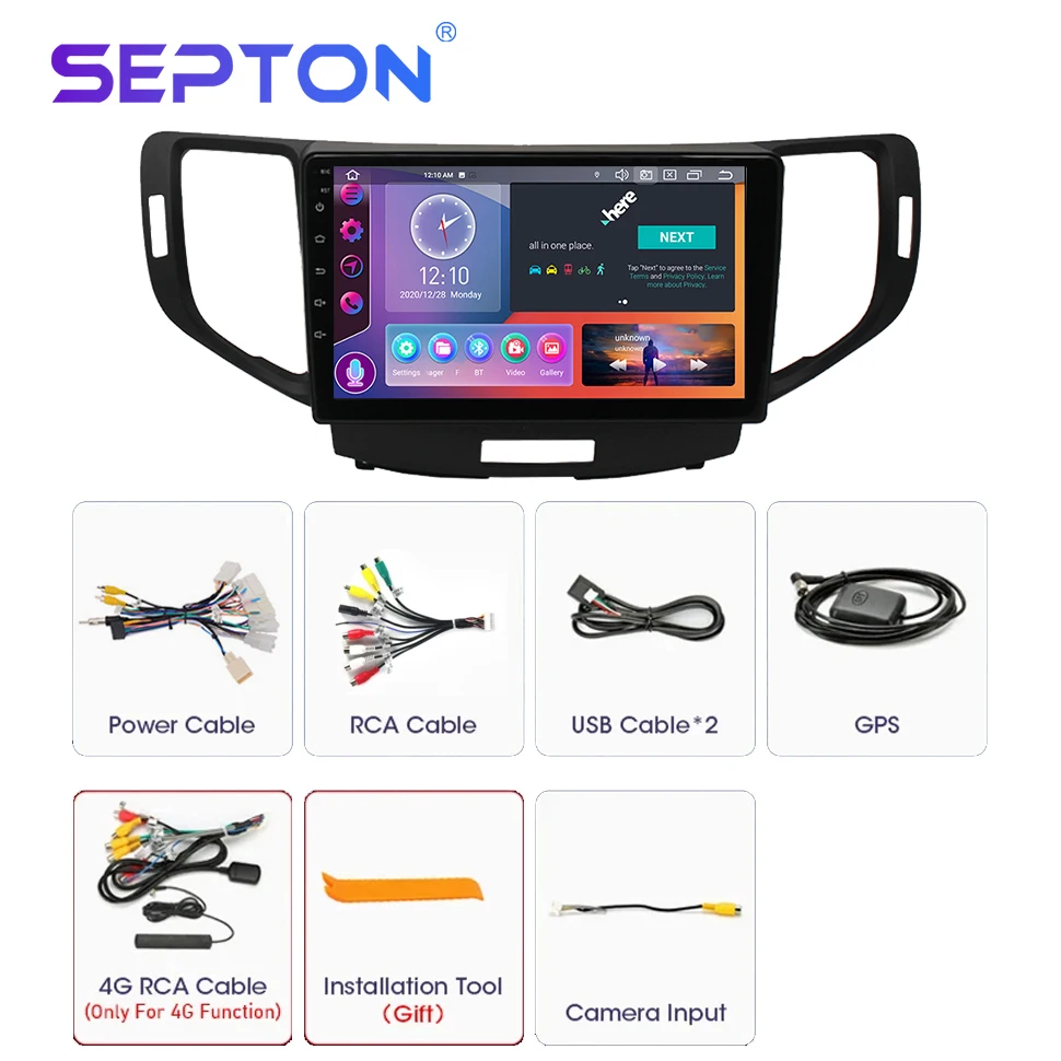 SEPTON Car Radio Player for Honda Spirior Accord 8 EU Version Acura TSX 2007 - 2012 CarPlay GPS 8core Vehicle Audio Systems 4G