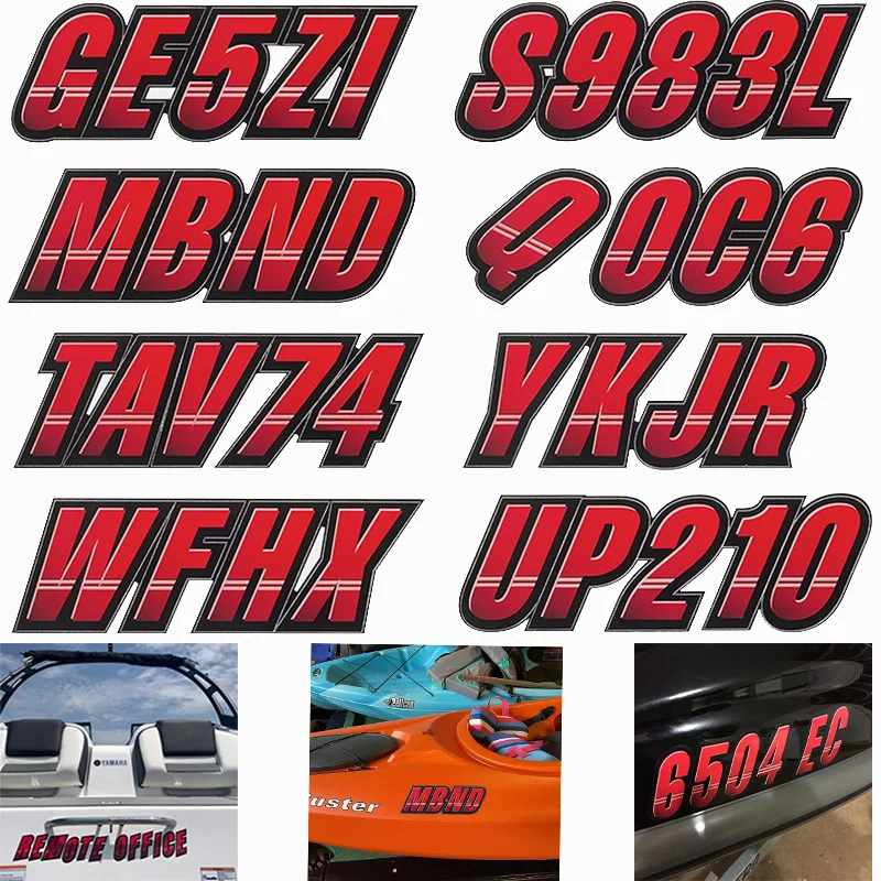 Numbers0-9 Letters A-Z Boat PWC Registration Stickers Waterproof Vinyl Decals for DIY Kayak Fishing Boat Canoe Car Truck