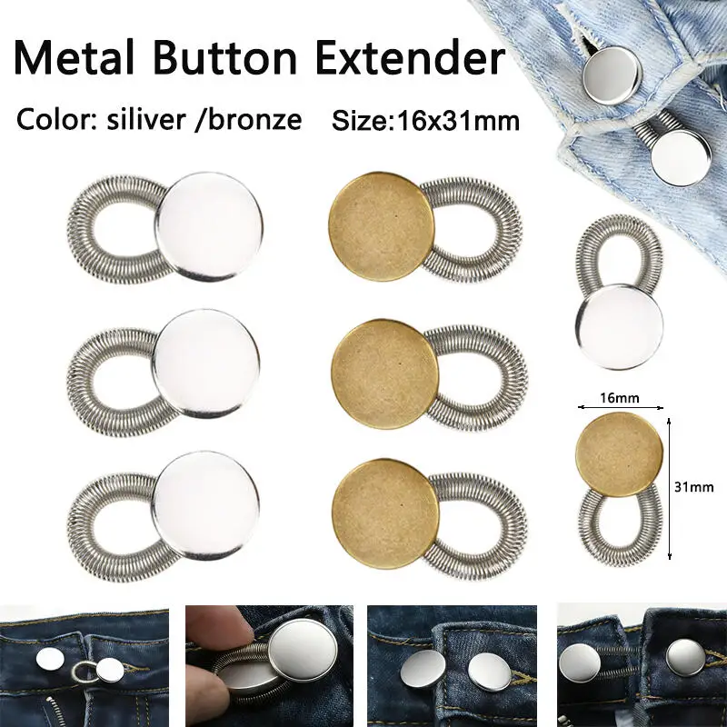 10-30PCS Adjustable Metal Buttons with Long Pants, Jeans with Stretchable Buckles, Waist Extension Button, Waist Extender