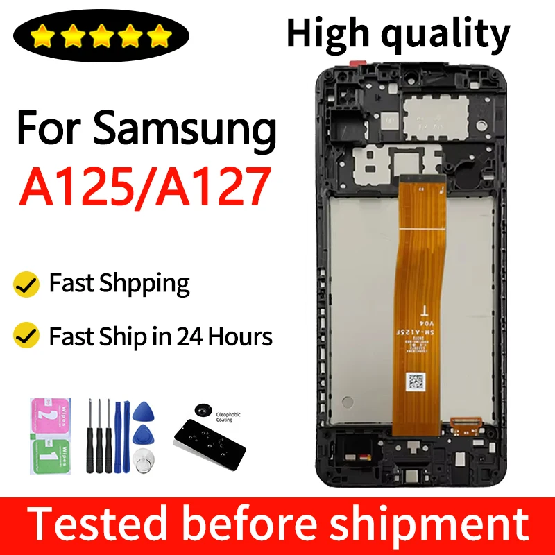 Pantalla IPS A12 de 6,5 pulgadas para Samsung A12 LCD SM-A125F/DSN pantalla táctil digitalizador A12 Nacho LCD SM-A127F/DSN marco de pantalla