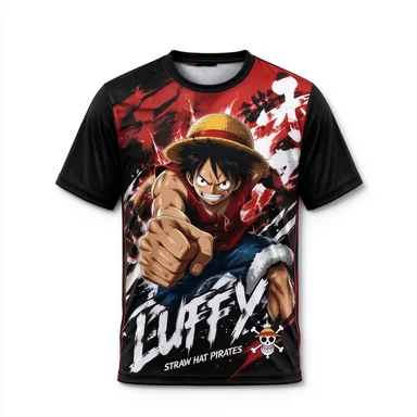 One Piece Luffy Pirate Skull Logo Anime Pirate King Quotes Anime Casual Breathable Speed Drying Sports T-shirt