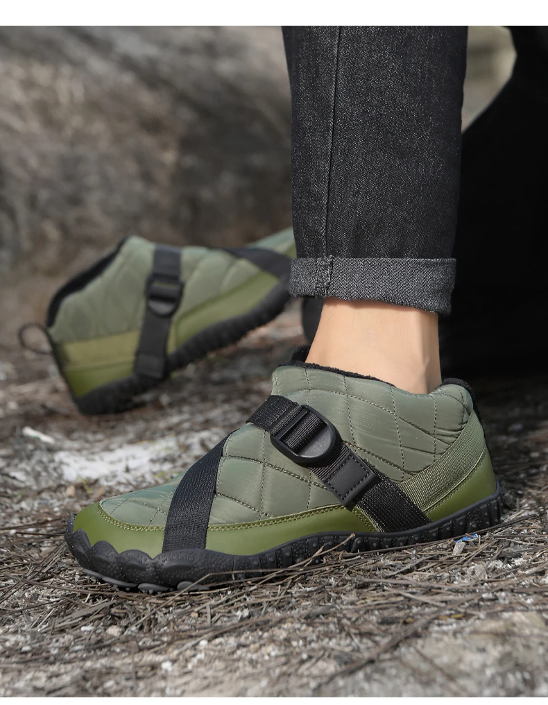 Winterstiefel für Damen und Herren, wasserabweisend, gesteppt, knöchelhoch, mit weichem, warmem Innenfutter, rutschfester Gummisohle, ideal zum Wandern und Spazierengehen. – Detail 3