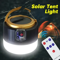 Impermeável recarregável Solar LED Camping luz, lanternas portáteis, luzes de emergência, lâmpada de poupança de energia, lâmpada de tenda, novo