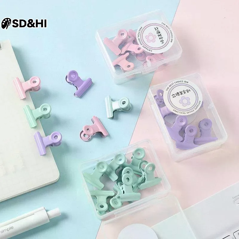 8PCS/Set Multiple Colors Vintage Metal Paper Clip Binder Clips Grip Clamps Ticket Paper Document Office School Stationery