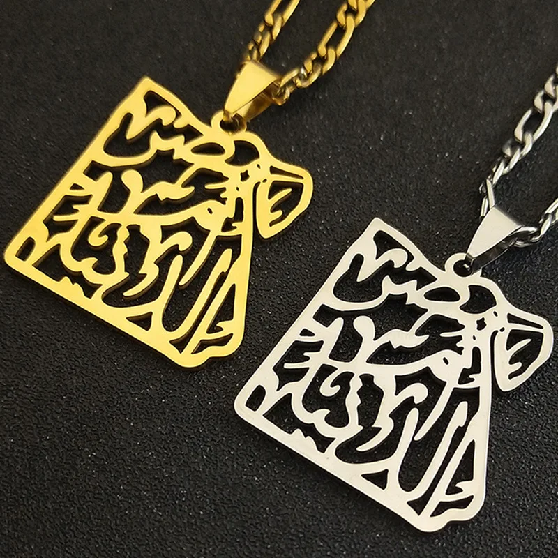 2024 New fashion engraved ancient Egyptian map necklace men's pendant pendant Stainless steel Hip hop men's sweater chain jewelr