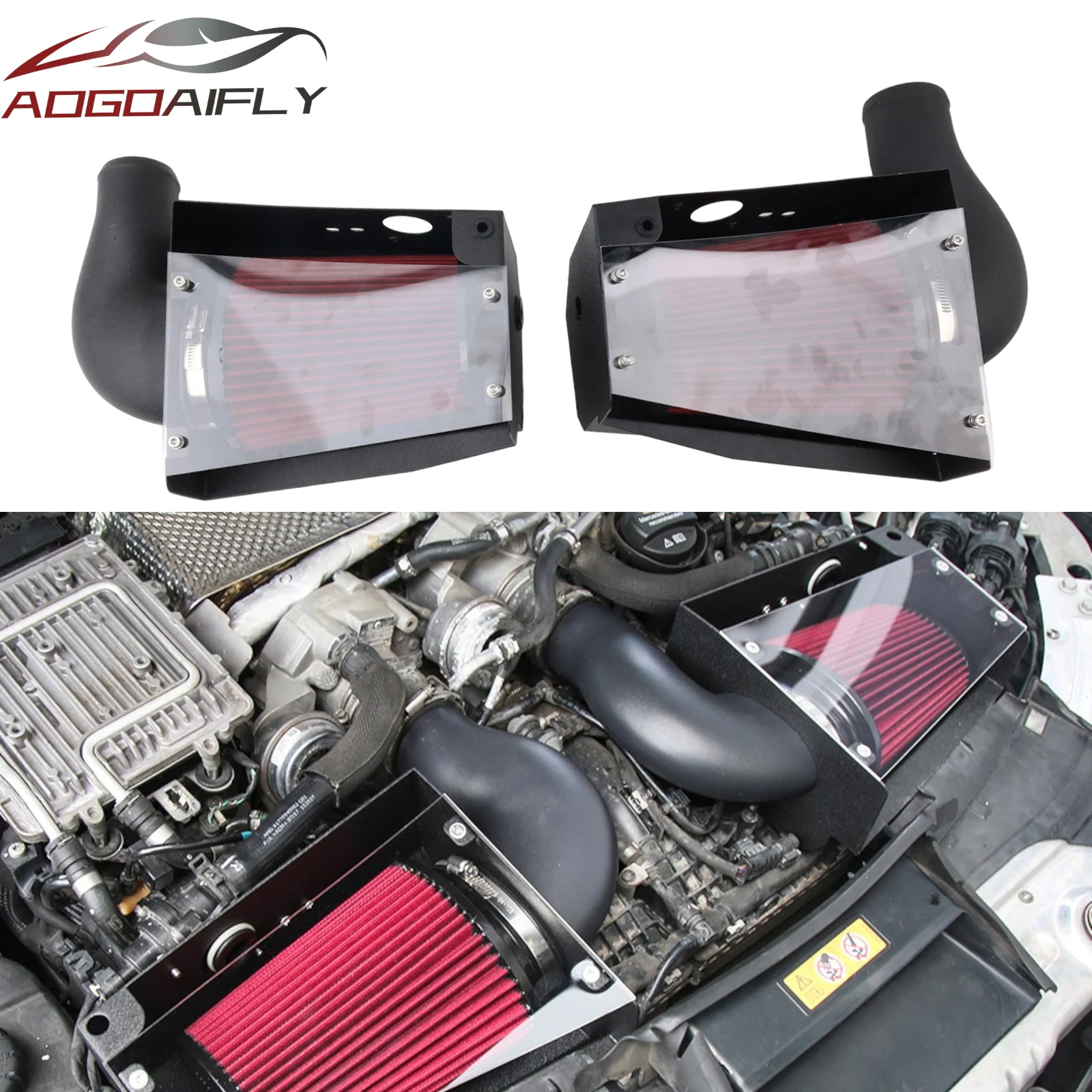 Transparent Cover Cold Air Intake Kit for Mercedes-Benz 2017-2023 M177 4.0T V8 Biturbo 2017-2023 E63AMG S GLE63AMG S