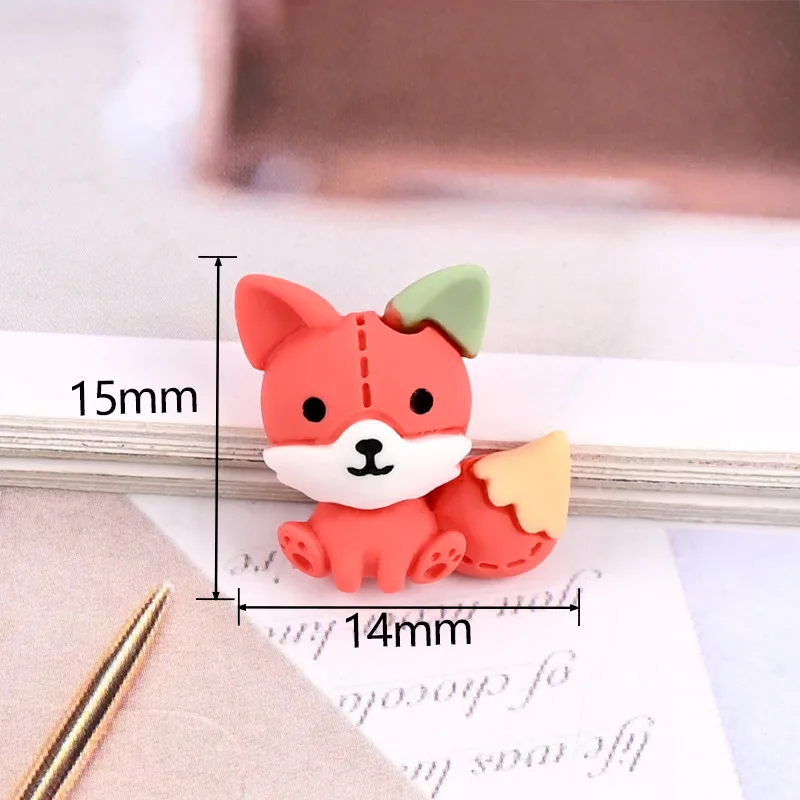 Cute Resin Colorful Small Animal, Kawaii Bear, Fox, Rabbit, Penguin, Flat Back Ornament Accessories, DIY Decorations, 10Pcs