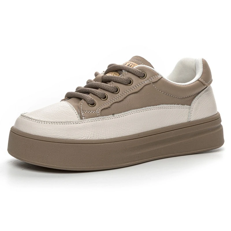 

Женские кроссовки на массивном каблуке в стиле ретро, кожаные туфли высокого качества на плоской подошве со шнуровкой, модные дизайнерские лоферы для шитья, Zapatos De Mujer