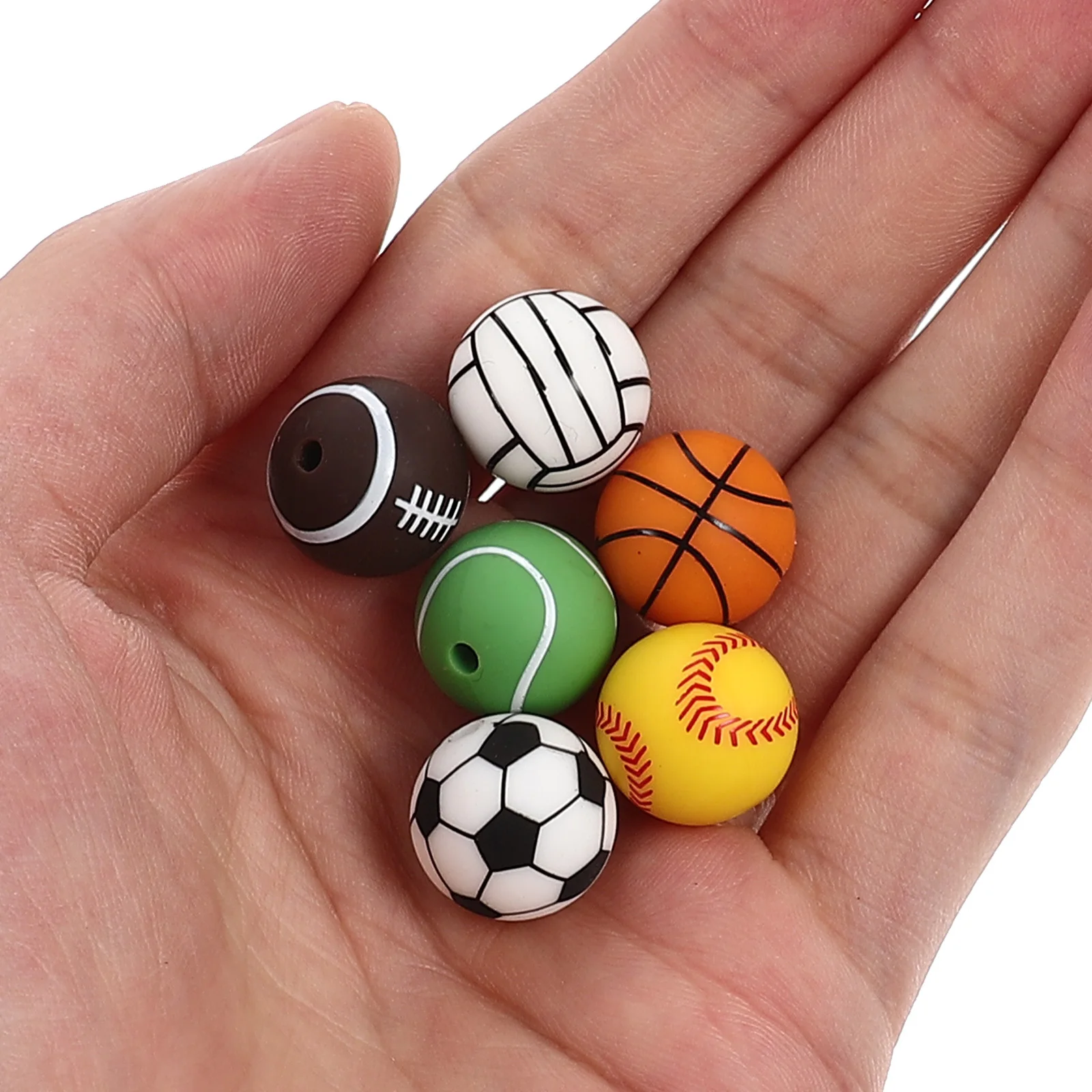 

48 Pcs Beads Silicone Bracelet Bulk Chew for Making Round DIY Keychain Craft