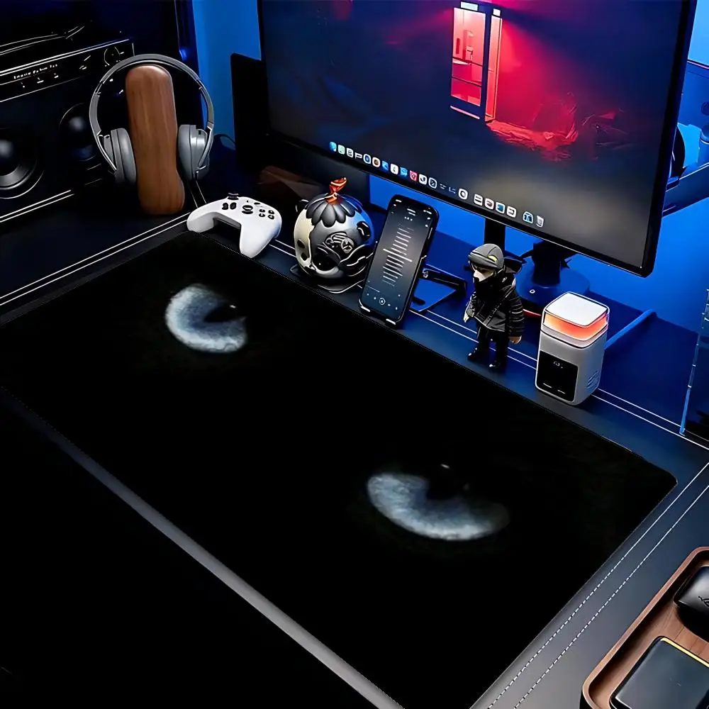 Large Gaming Mouse Pad Dark Black Cat Glowing Blue Eyes Office Mats XXL Rubber Anti-slip Laptop Keyboard Mousepads Desk Pads