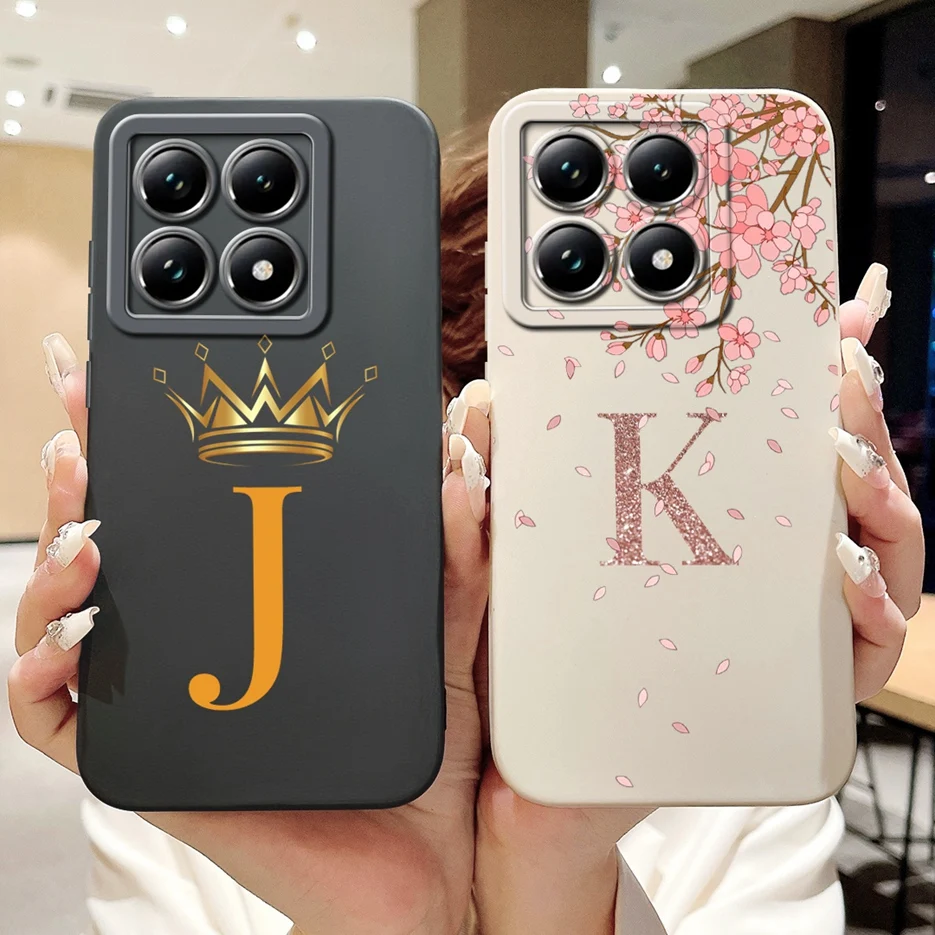 For Xiaomi Mi 14T Pro Cute Crown Letters Cover Soft Silicone Shockproof Phone Case For Xiaomi 14T Pro Mi14T 5G Shell 6.67'' Bags