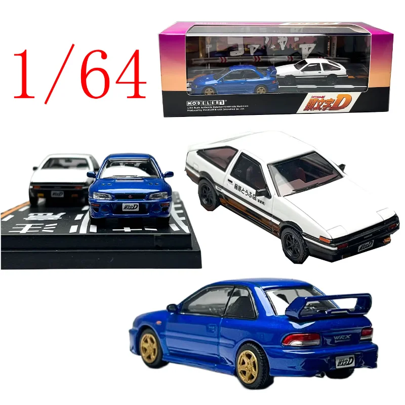 

Коллекционная модель автомобиля Initial D Diecast в масштабе 1/64: Toyota AE85 + Subaru GC8, литая под давлением, из сплава, для демонстрации и коллекционирования