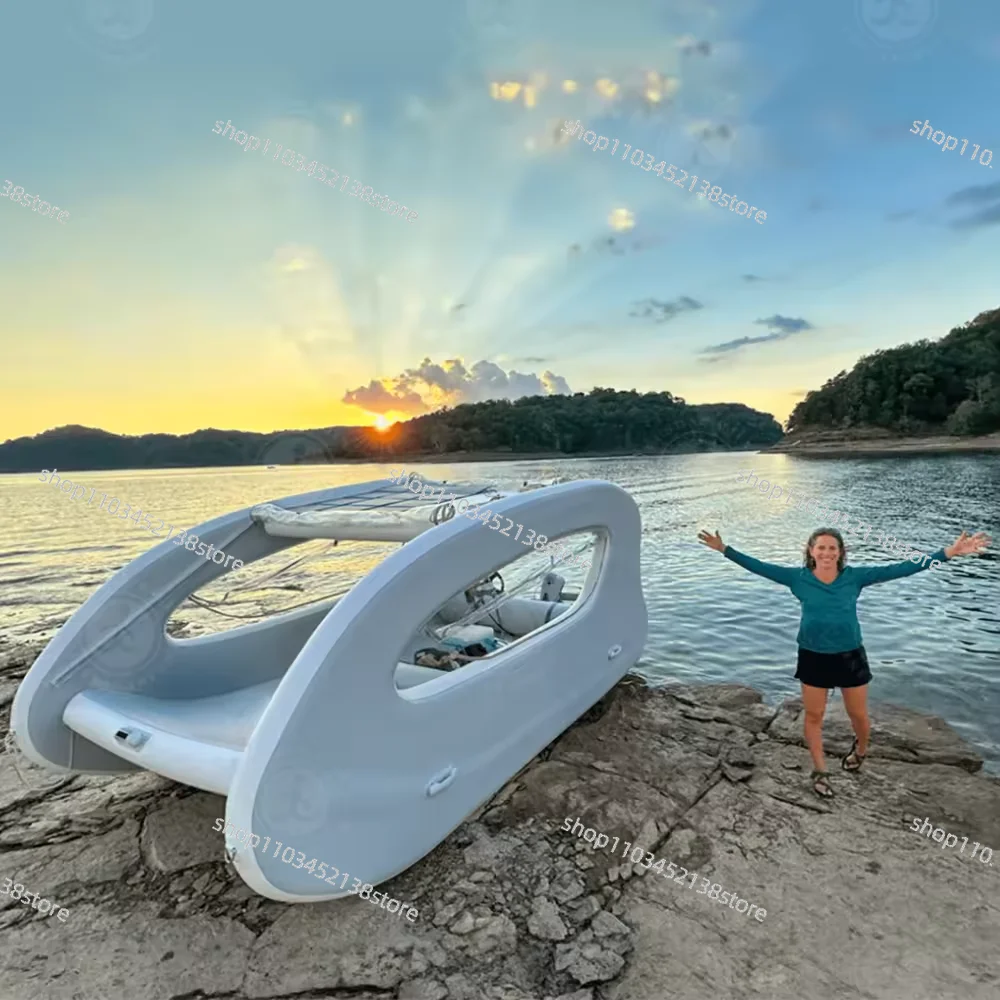 Electronic Party Lounge Electric Solar Power Entertainment Power Catamaran Cruising Pontoon Foldable Inflatable Solar House Boat