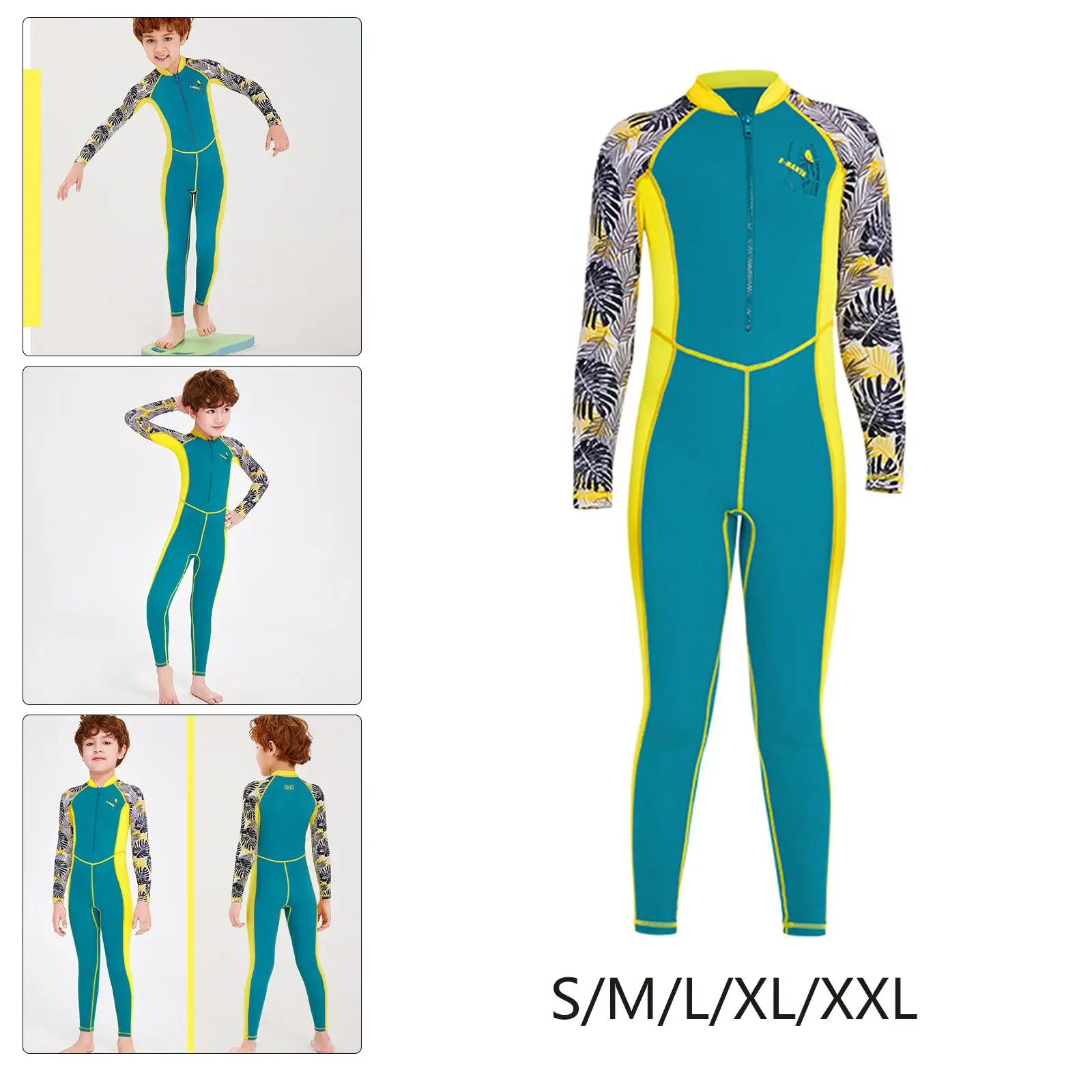 Child Youth Wetsuit Full Body Swimwear UPF50+ Keep Warm Long Sleeve One Piece Suit for Scuba Diving Snorkeling Beach Summer Play