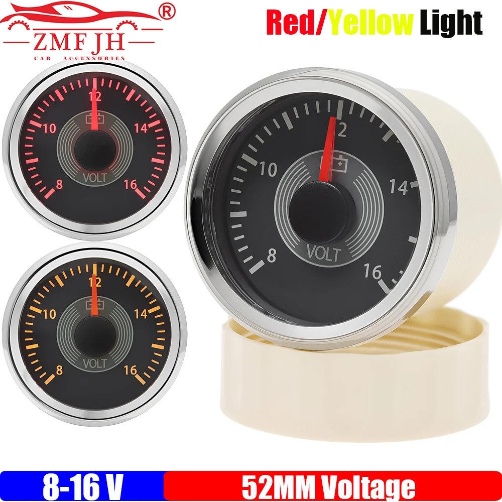 

ZMFJH Ретро Винтаж Классический Стайлинг 2 "52 мм Напряжение 8-16 В Указатель Вольтметр Красный Желтый Светодиодный Свет для Универсального Автомобиля Лодка Яхта