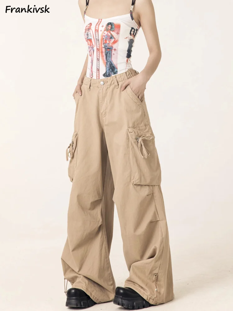 Cargo Pants for Women Harajuku Drawstring Pockets Dancer Vintage High Street All-match Hip Hop American Style Baggy Fashion Ins