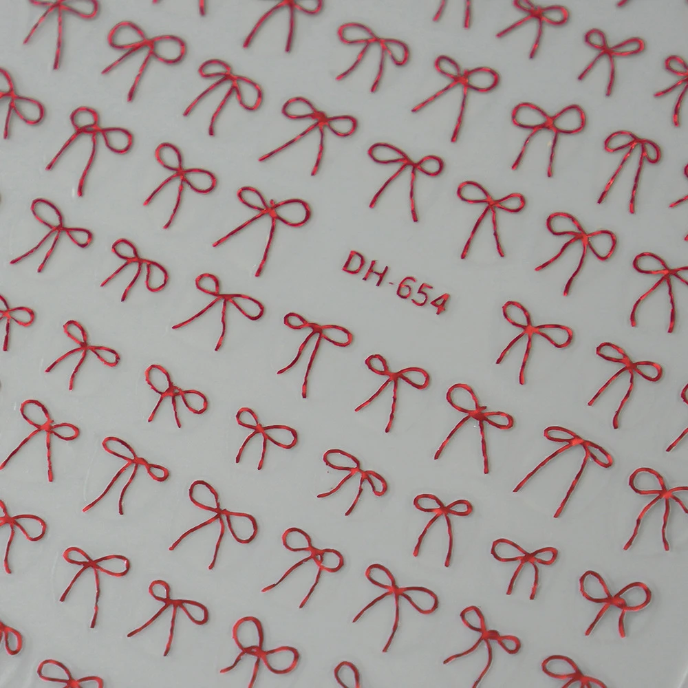 2 szt. Czerwona kokardka naklejki do paznokci naklejki, błyszczące amulety łuk samoprzylepne naklejki projekt ozdoby do paznokci Manicure materiały do paznokci